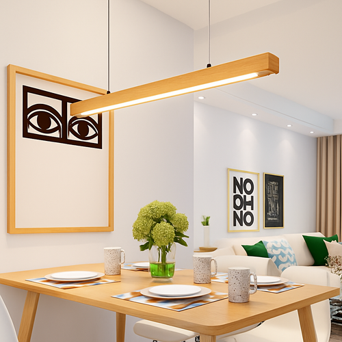 Lustre design en bois long à LED Bar - vue 4 sur 6