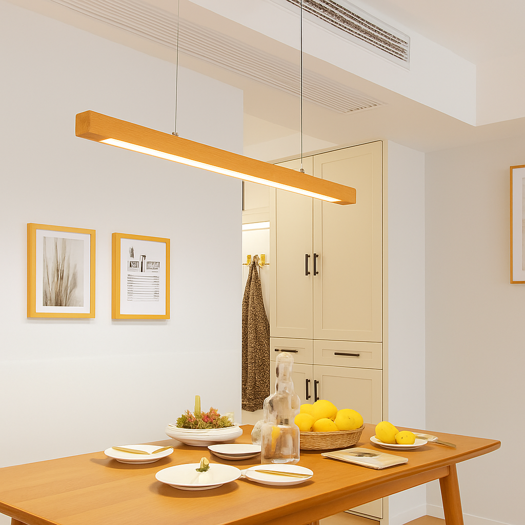 Lustre design en bois long à LED Bar - vue 5 sur 6