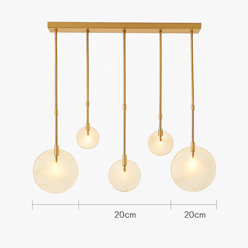 lustre design en marbre doré avec éclairage led tendance 2024 - vue 12 sur 25