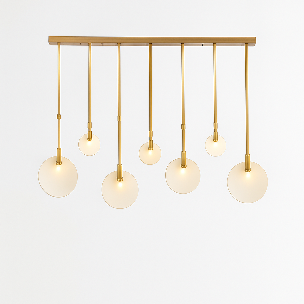 lustre design en marbre doré avec éclairage led tendance 2024 - vue 12 sur 25