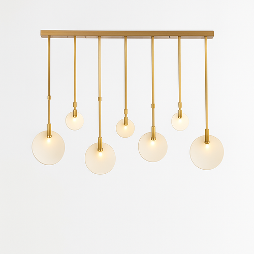 lustre design en marbre doré avec éclairage led tendance 2024 - vue 13 sur 25