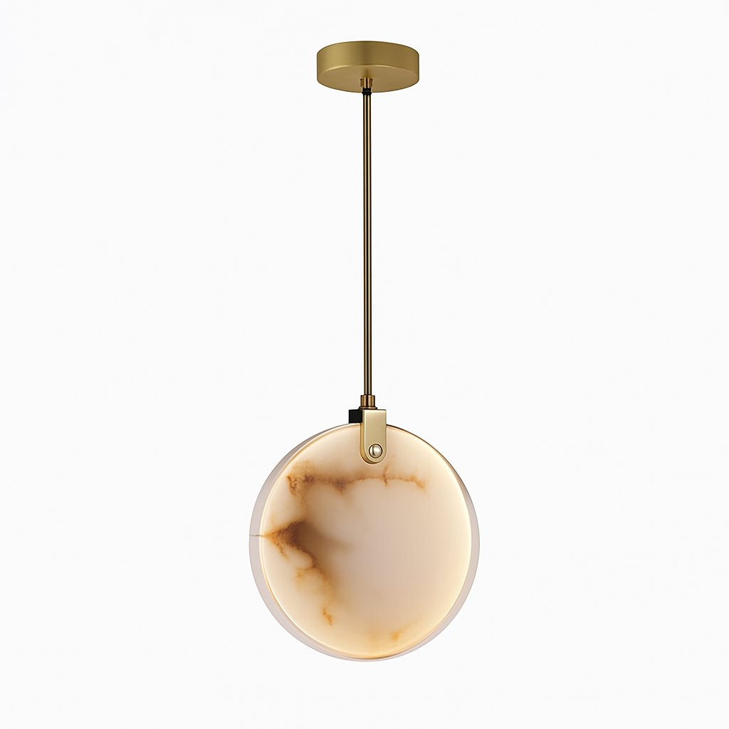 lustre design en marbre doré avec éclairage led tendance 2024 - vue 16 sur 25