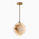 lustre design en marbre doré avec éclairage led tendance 2024