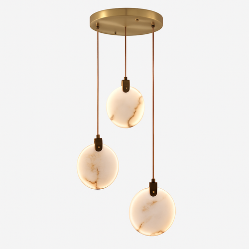 lustre design en marbre doré avec éclairage led tendance 2024 - vue 18 sur 25