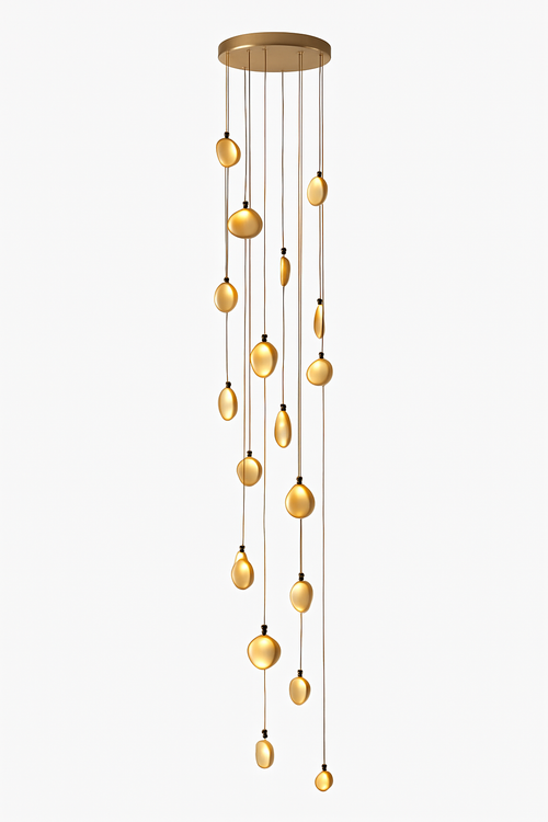 lustre design en marbre doré avec éclairage led tendance 2024 - vue 19 sur 25