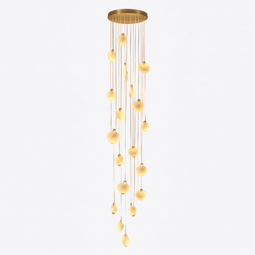 lustre design en marbre doré avec éclairage led tendance 2024 - vue 20 sur 25
