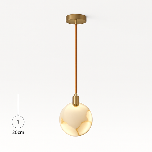 lustre design en marbre doré avec éclairage led tendance 2024 - vue 23 sur 25