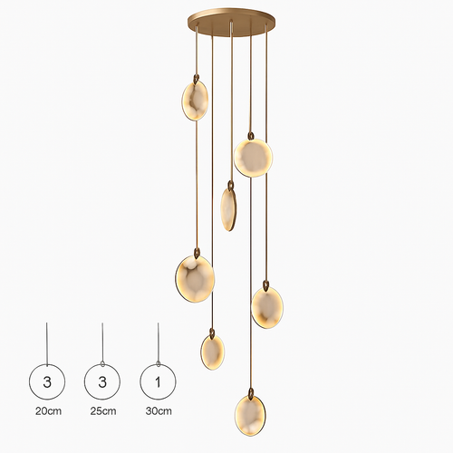 lustre design en marbre doré avec éclairage led tendance 2024 - vue 25 sur 25