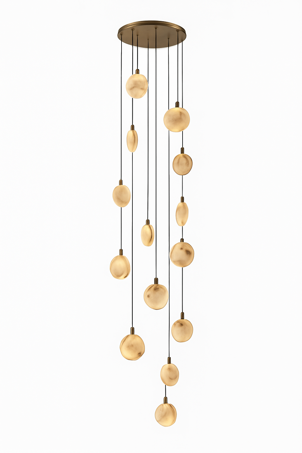 lustre design en marbre doré avec éclairage led tendance 2024 - vue 25 sur 25