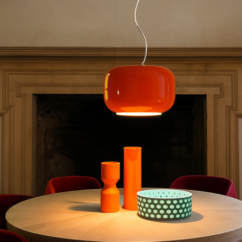 lustre design italien en verre pour bar et restaurant - vue 7 sur 10