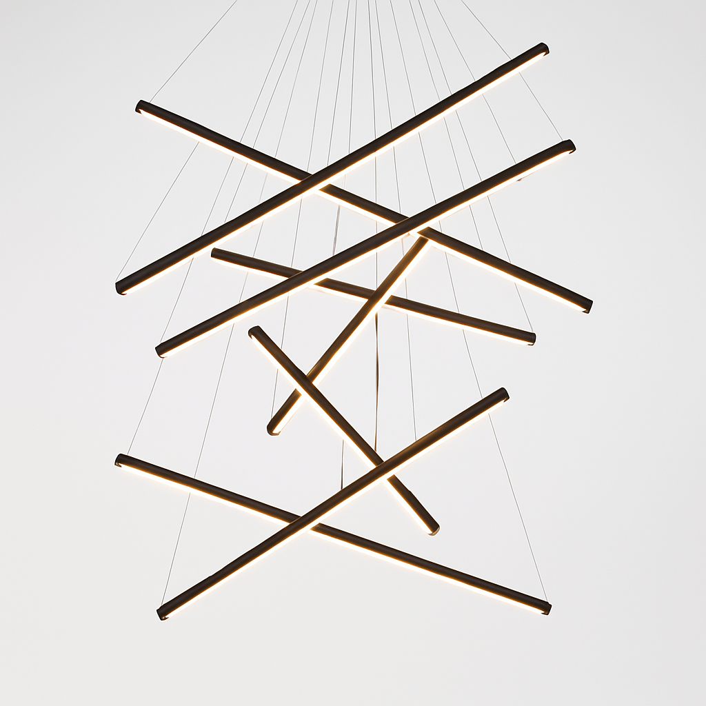 Lustre design LED avec baguettes métalliques lumineuses Solana - vue 11 sur 17