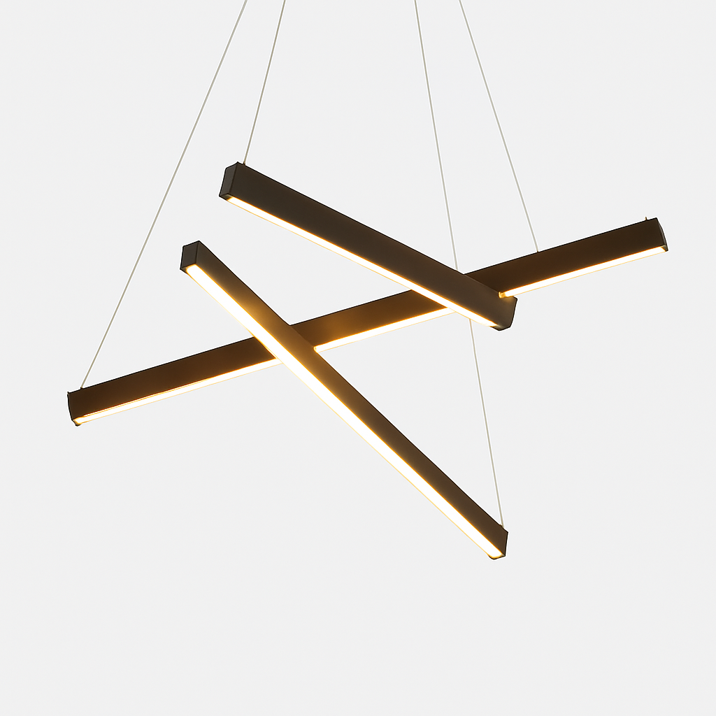 Lustre design LED avec baguettes métalliques lumineuses Solana - vue 12 sur 17