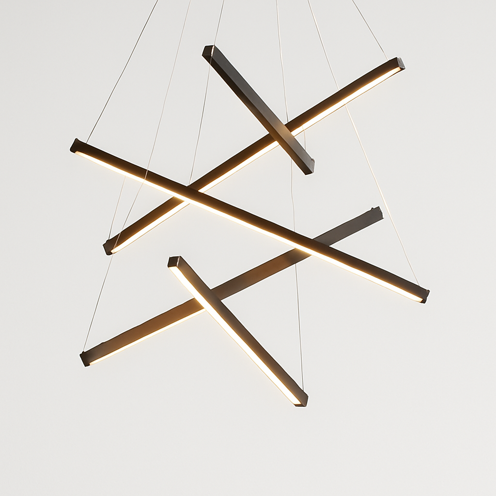 Lustre design LED avec baguettes métalliques lumineuses Solana - vue 13 sur 17