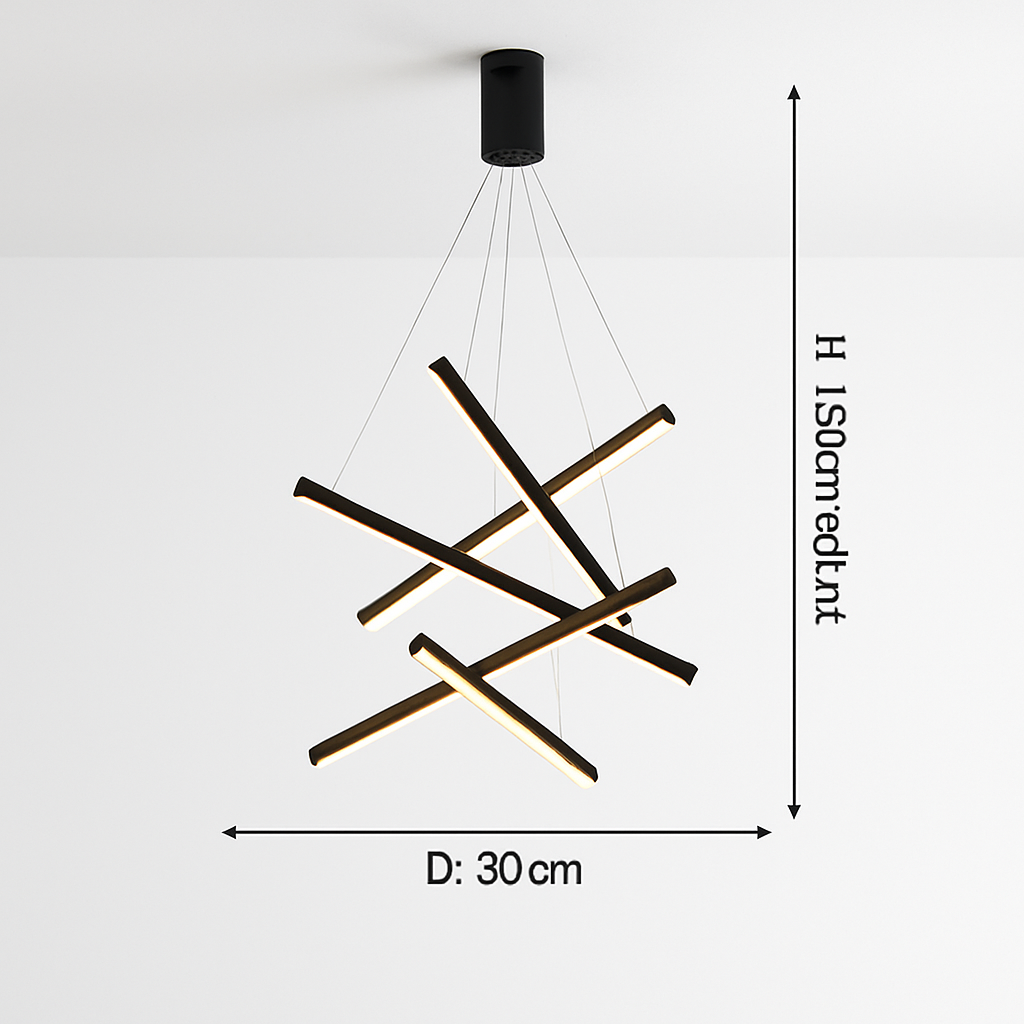 Lustre design LED avec baguettes métalliques lumineuses Solana - vue 15 sur 17