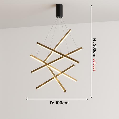 Lustre design LED avec baguettes métalliques lumineuses Solana - vue 17 sur 17