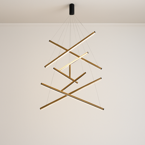 Lustre design LED avec baguettes métalliques lumineuses Solana - vue 18 sur 17