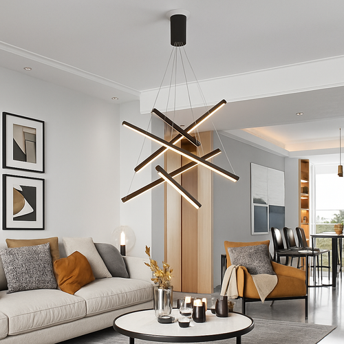 Lustre design LED avec baguettes métalliques lumineuses Solana - vue 5 sur 17