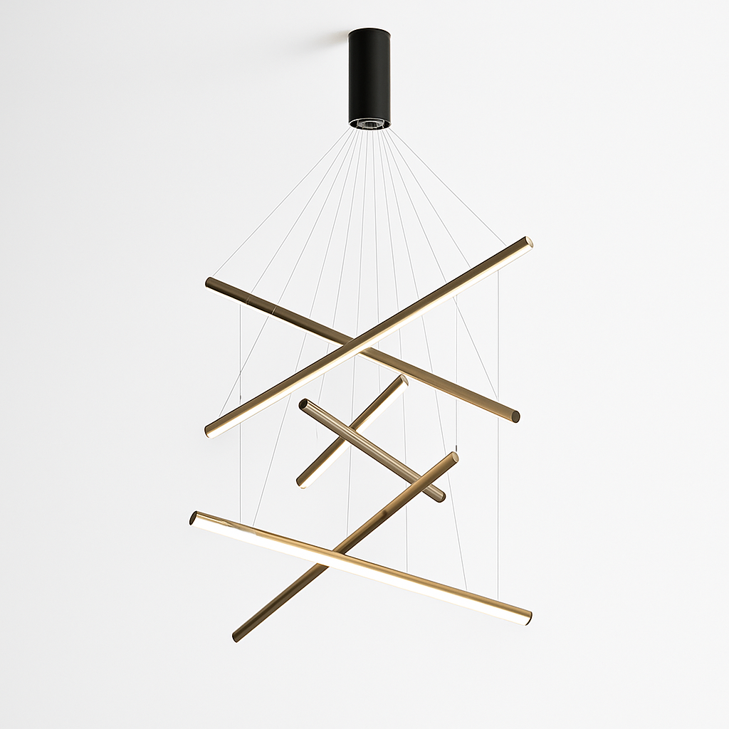 Lustre design LED avec baguettes métalliques lumineuses Solana - vue 7 sur 17