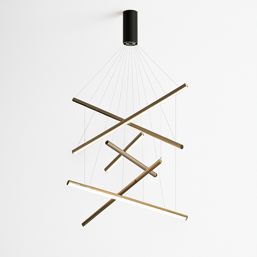 Lustre design LED avec baguettes métalliques lumineuses Solana - vue 8 sur 17