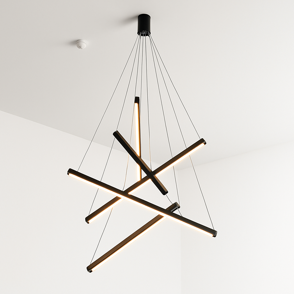 Lustre design LED avec baguettes métalliques lumineuses Solana - vue 9 sur 17