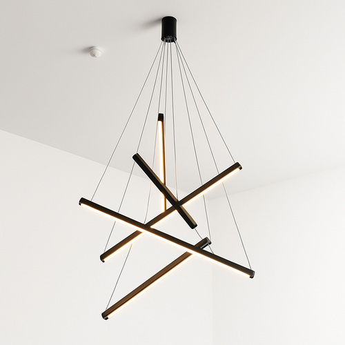 Lustre design LED avec baguettes métalliques lumineuses Solana - vue 10 sur 17