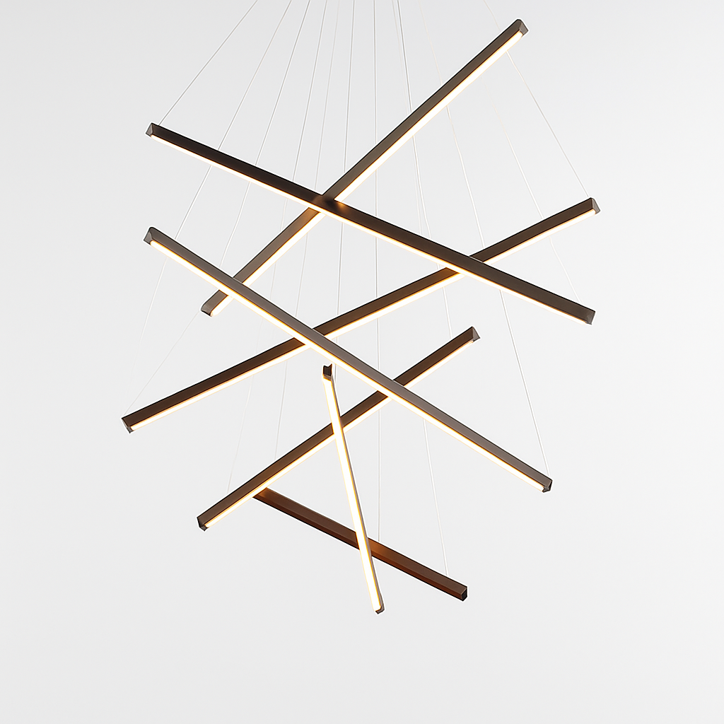 Lustre design LED avec baguettes métalliques lumineuses Solana - vue 10 sur 17