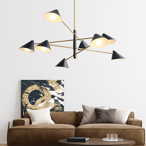 Lustre design à LED avec plusieurs abat-jours triangles style Loft - vue 3 sur 7