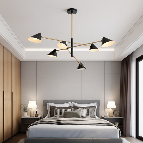 Lustre design à LED avec plusieurs abat-jours triangles style Loft - vue 5 sur 7