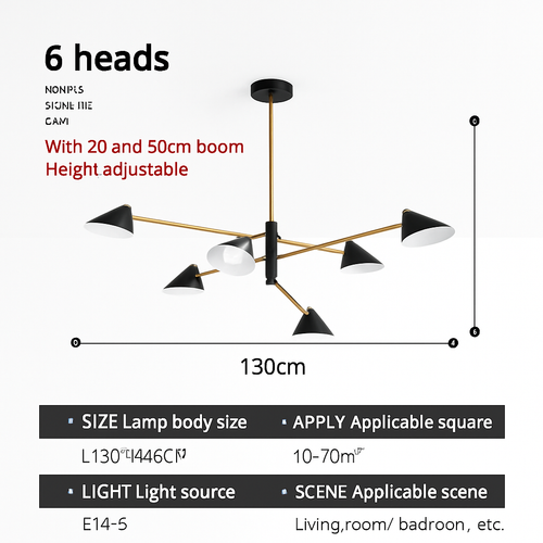 Lustre design à LED avec plusieurs abat-jours triangles style Loft - vue 7 sur 7