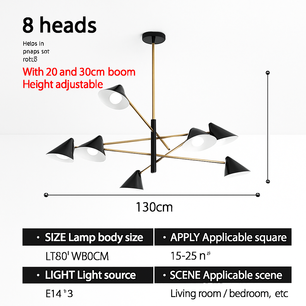 Lustre design à LED avec plusieurs abat-jours triangles style Loft - vue 7 sur 7