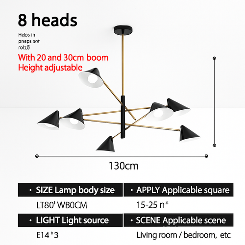 Lustre design à LED avec plusieurs abat-jours triangles style Loft - vue 8 sur 7