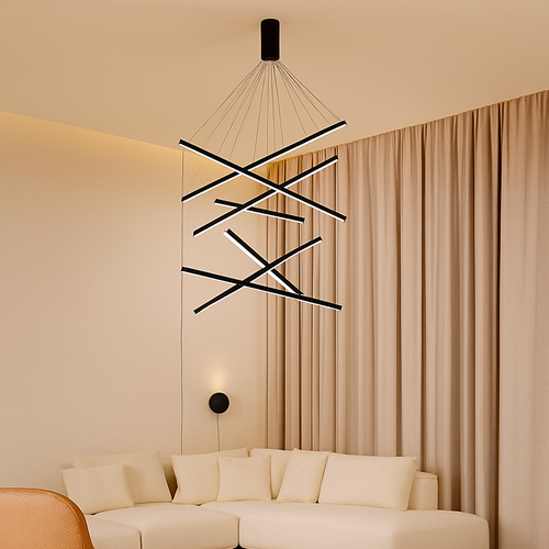 Lustre design LED barrettes lumineuses en métal Zillion - vue 3 sur 11