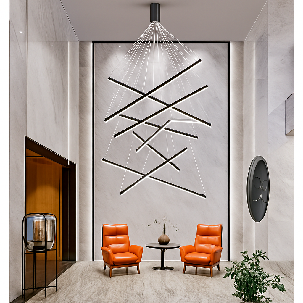 Lustre design LED barrettes lumineuses en métal Zillion - vue 3 sur 11