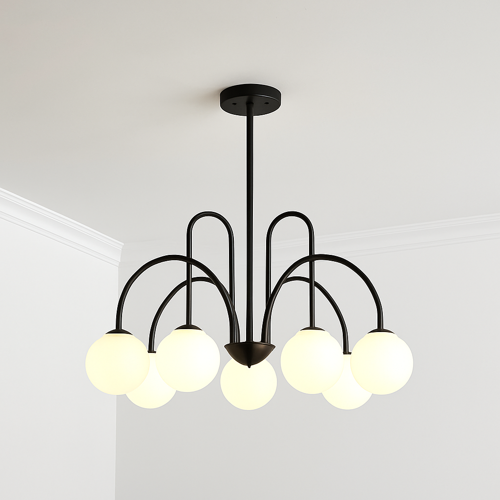 Lustre design LED à branches dorées avec boules en verre Light - vue 13 sur 14