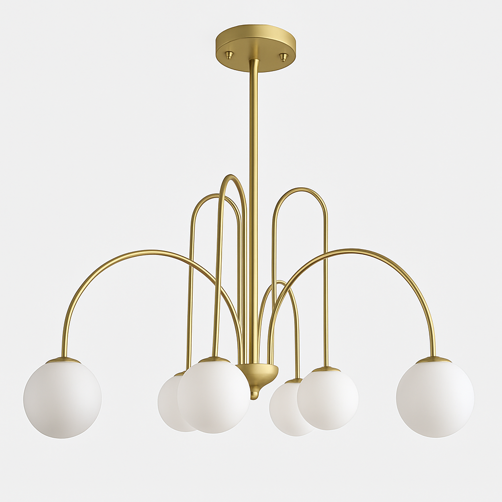 Lustre design LED à branches dorées avec boules en verre Light - vue 5 sur 14