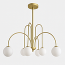 Lustre design LED à branches dorées avec boules en verre Light