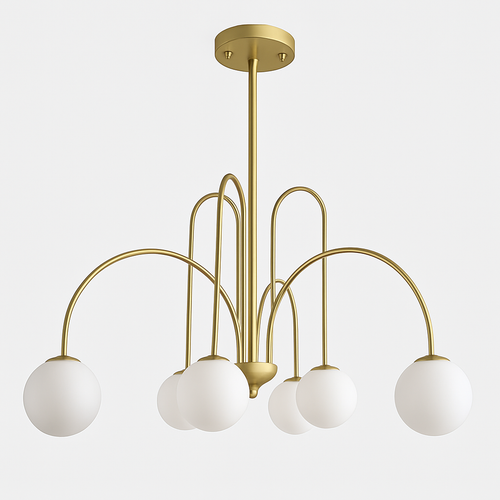 Lustre design LED à branches dorées avec boules en verre Light - vue 6 sur 14