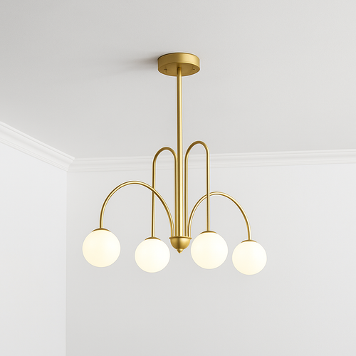 Lustre design LED à branches dorées avec boules en verre Light - vue 7 sur 14