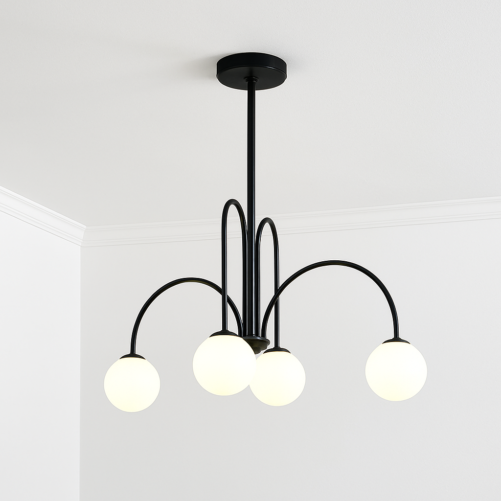 Lustre design LED à branches dorées avec boules en verre Light - vue 7 sur 14