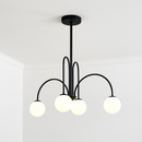 Lustre design LED à branches dorées avec boules en verre Light