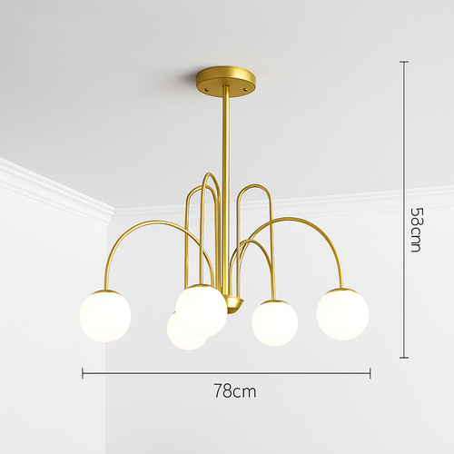 Lustre design LED à branches dorées avec boules en verre Light - vue 10 sur 14