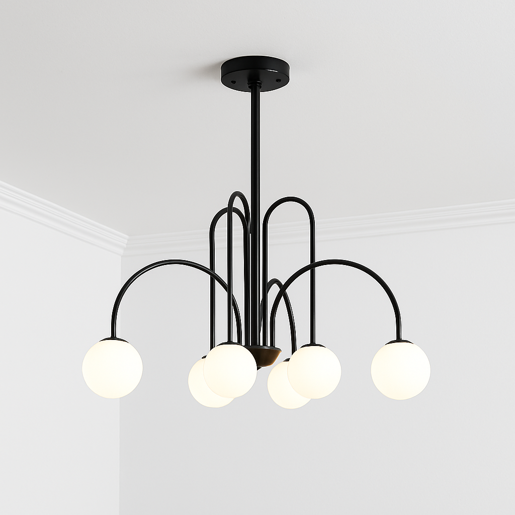 Lustre design LED à branches dorées avec boules en verre Light - vue 10 sur 14