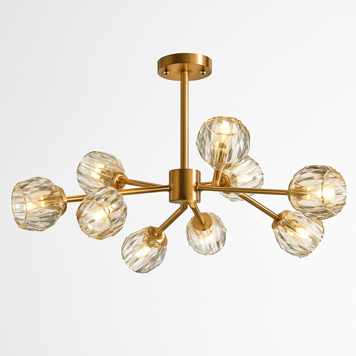 Lustre design à LED doré avec boule en cristal Luxury - vue 2 sur 9