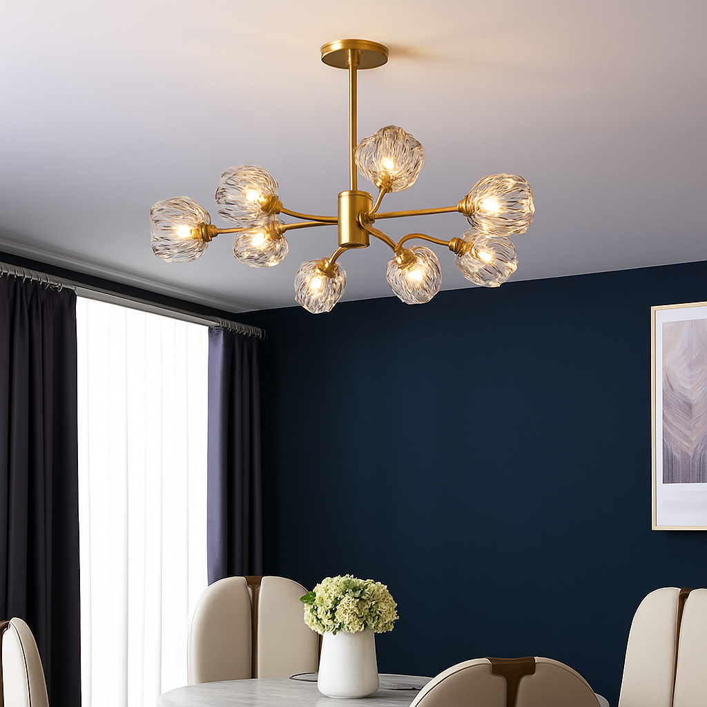 Lustre design à LED doré avec boule en cristal Luxury - vue 3 sur 9