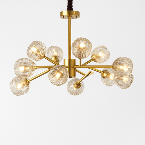 Lustre design à LED doré avec boule en cristal Luxury - vue 5 sur 9