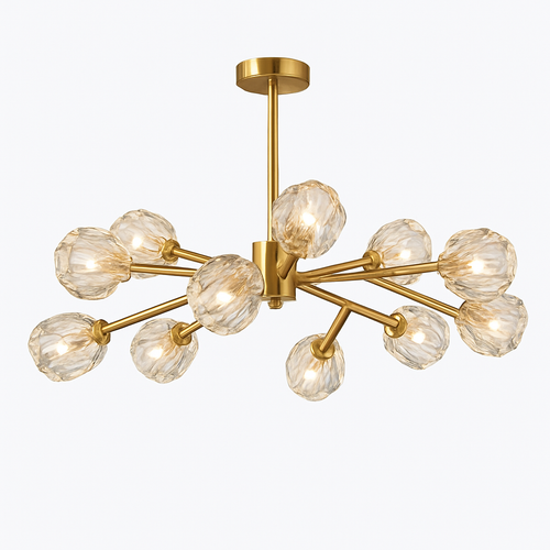 Lustre design à LED doré avec boule en cristal Luxury - vue 8 sur 9