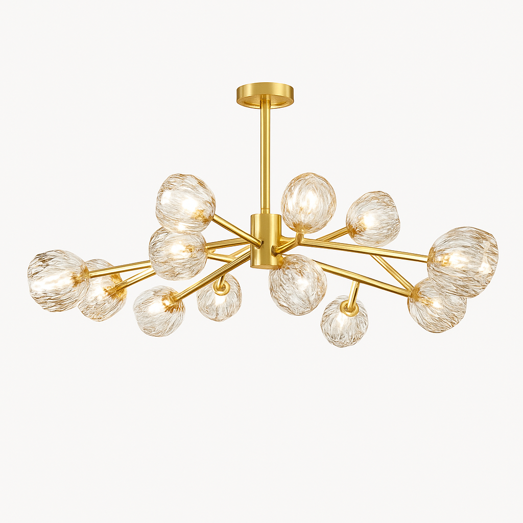 Lustre design à LED doré avec boule en cristal Luxury - vue 8 sur 9