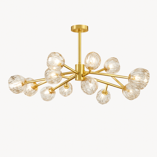 Lustre design à LED doré avec boule en cristal Luxury - vue 9 sur 9