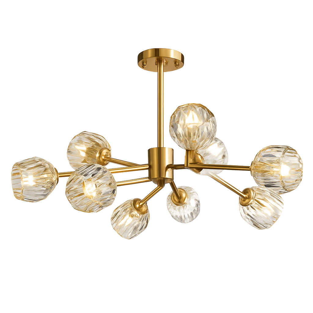 Lustre design à LED doré avec boule en cristal Luxury - vue 9 sur 9