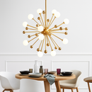 Lustre design LED doré avec plusieurs boule en verre Creative